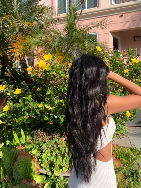 Long Thick Healthy Brown Hair, Natural Long Wavy Hair Aesthetic, Latinas With Long Black Hair, Long And Healthy Hair Aesthetic, Long Layered Hair On Wavy Hair, Dark Beach Waves Hair, Long Healthy Black Hair Aesthetic, Healthy Long Black Hair Aesthetic, Long Healthy Hair Vision Board