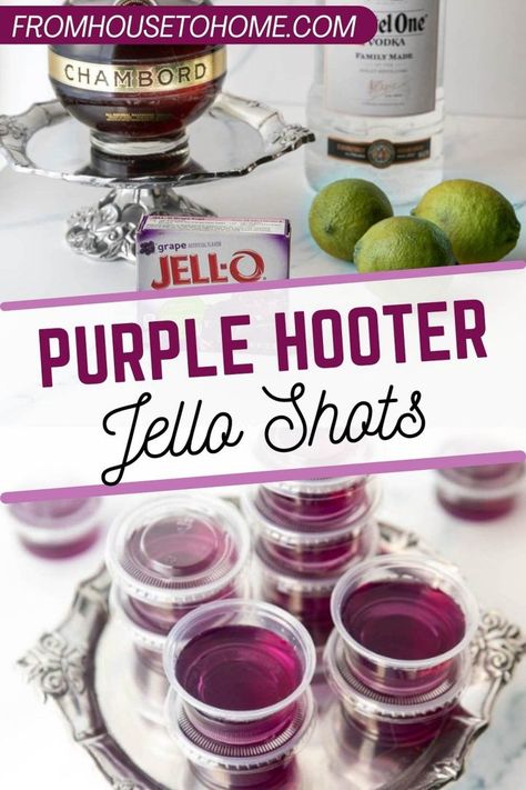 This fruity grape jello shot recipe has everything a party needs: mouthwatering purple shots with just enough tartness to take them over the edge into delicious territory. With vodka, raspberry liqueur, grape Jello and lime juice mixed together, these are an awesome boozy treat. Wild Berry Jello Shots, Purple Jello Shots, Grape Jello Shots, Holiday Jello Shots, Easy Jello Shots, Best Jello Shots, Jello Shots Vodka, Jello Shot Cups, Jello Pudding Shots