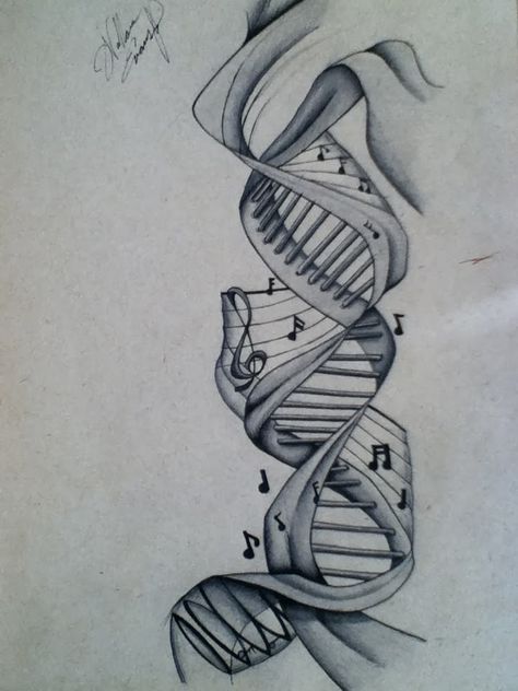 Jeff Schechtman's "Specific Gravity": Music, DNA and our culture of fear Veterinarian Tattoo, Dna Music, Dna Drawing, Biology Drawing, Dna Tattoo, Music Tattoo Sleeves, Music Notes Tattoo, Cross Tattoos For Women, Piano Art