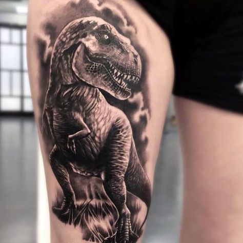 90 Dinosaur Tattoo Designs For Men - Prehistoric Ink Ideas Tattoos Designs Men, Rex Tattoo, Jurassic Park Tattoo, T Rex Tattoo, Tattoo Male, Astronomy Tattoo, Dinosaur Tattoo, Best Cover Up Tattoos, Skeleton Hand Tattoo