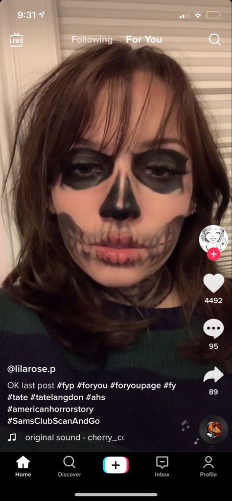 Ahs Tate Skeleton, Rate Langdon Skull Makeup, Tate Makeup Halloween, Skeleton Makeup Tate Langdon, Tiktok Skeleton Makeup, Tate Makeup Tutorial, Halloween Makeup Tate Langdon, Evan Peters Skull Makeup, Tate American Horror Story Costume