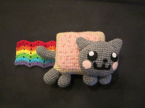 Kawaii, Amigurumi Patterns, Nyan Cat Crochet Pattern, Nyan Cat Crochet, Minecraft Cat, Nyan Nyan, Cat Crochet, Quick Crochet Patterns, Cat Amigurumi