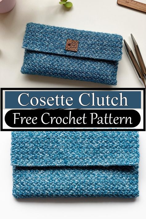 Crocheted Clutch Free Pattern, Crochet Clutch Bag Free Pattern, Small Purse Pattern, Clutch Purse Pattern, Crochet Small Bag, Bag Patterns Free, Crochet Clutch Pattern, Clutch Bag Pattern, Purse Patterns Free