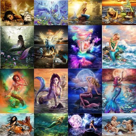 DIY Painting By Numbers Scenery Mermaid HandPainted Oil Painting Drawing On Canvas Unique Gift Home Decoration _ - AliExpress Mobile Disney Princess Sketches, Girls Bedroom Themes, Princess Sketches, Drawing On Canvas, Painting Cross Stitch, Painting By Numbers, Canvas Drawings, Disney Princess Pictures, Diamond Mosaic