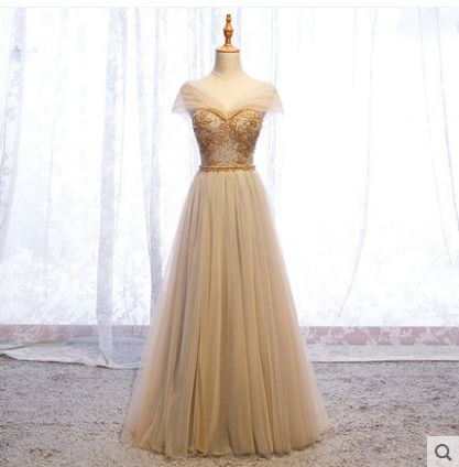 Mareya Trade - Women Dresses Formal Dress Pictures, Simple Elegant Dress, Yellow Party Dresses, Champagne Formal Dresses, Formal Dresses Outfits, Champagne Prom Dress, Off Shoulder Evening Dress, Prom Dresses Yellow, Gold Prom Dresses