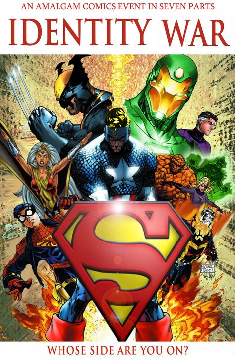 Super Soldier, Dark Claw, Iron Lantern, Spider-Boy, Amazon, Speed Demon & the Challengers of the Fantastic (Ace, Prof, Red, Rocky) art ~ Michael Turner Amalgam Comics, Marvel And Dc Crossover, Super Soldier, Superhero Characters, Marvel Vs Dc, Cartoon Crossovers, Marvel Vs, Comic Book Covers, Comic Book Heroes