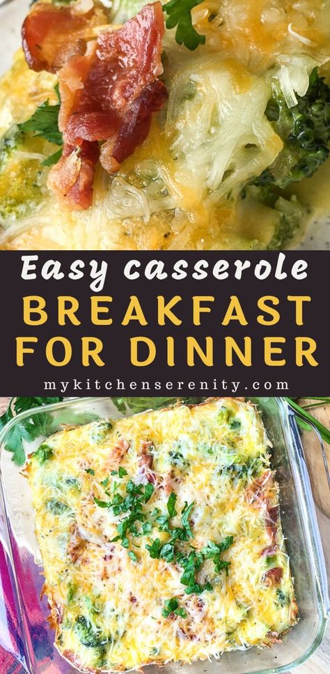 An easy breakfast egg casserole with broccoli, bacon, and cheddar cheese. Great breakfast or dinner for a family or convenient meal prep! #breakfast for dinner #healthybreakfastcasserole #ketobreakfast #lowcarbbreakfast #brunchrecipeideas Essen, Cheese Eggs Recipe, Cooking Fresh Broccoli, Casserole With Broccoli, Low Carb Breakfast Casserole, Broccoli Bacon, Easy Breakfast Casserole Recipes, Healthy Breakfast Casserole, Keto Breakfasts