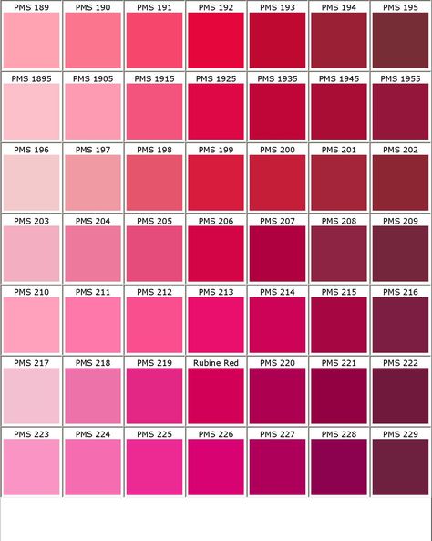 Pantone shades of pink color chart Pink Color Chart, Pantone Pink, Pantone Matching System, Pantone Color Chart, Pink Paint Colors, Pantone Colour Palettes, Pastel Red, Color Palette Pink, Different Shades Of Pink