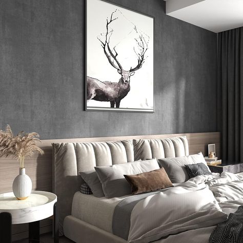 Grey upholstered bed bedroom