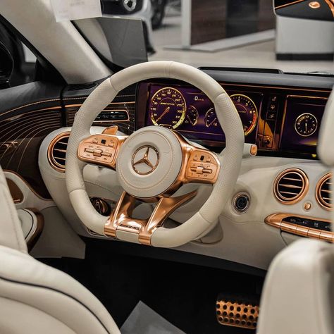 Eduardo Gonzalez📍NYC on Instagram: “Rose Gold Interior #classysavant What do you think 👍 or 👎 ? . 📸 @younis_pho” Gold Mercedes, Rose Gold Car, Rose Gold Interior, Bmw E87, Mercedes Interior, E63 Amg, Gold Car, Mercedes G Wagon, Luxury Car Interior