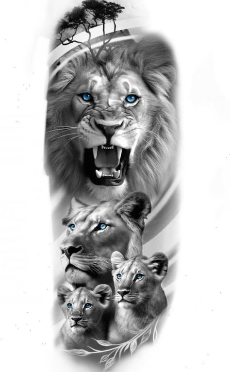 Family Lions Tattoos, Lions Family Tattoo Design, Lion And Family Tattoo, Lion Tattoo Family, Family Lion Tattoo, Lion Pride Tattoo, Tattoo Lion Family, Tattoo Ideas Lion, Leones Tattoo