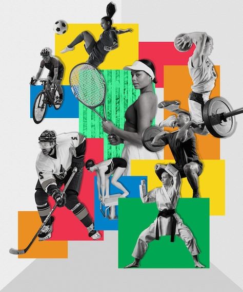 Photo sports  abstract collage | Premium Photo #Freepik #photo #sport #abstract #arrangement #active Sports Collage, Photo Sport, Hoka Clifton, Collage Drawing, Sport Banner, Logo Psd, Abstract Collage, Poster Invitation, Sports Quotes