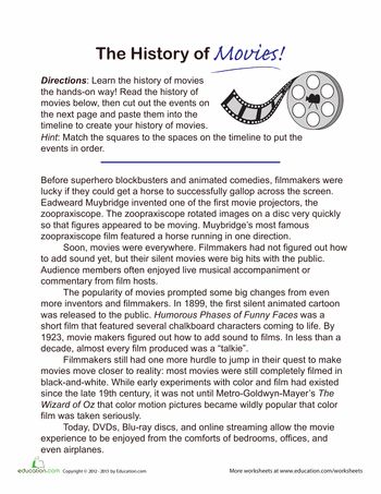 Free!  A short story with information to create a timeline.  Worksheets: History of Movies History Of Cinema, English Articles For Reading, Therapy Binder, Cinema History, English Flashcards, Writing Equations, Handwriting Practice Worksheets, Reading Comprehension Lessons, English Articles