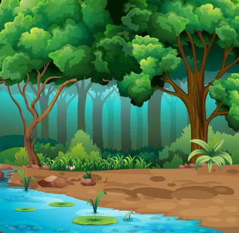 Anime Jungle, Jungle Cartoon, Jungle Images, Jungle Clipart, Forest Cartoon, Book Illustration Layout, Photoshop Backgrounds Backdrops, Jungle Illustration, Forest Background