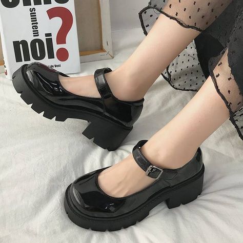 Black Women Leather Platform Round Toe High Heels Shoes Pumps Platform Leather Shoes, Women Moccasins, Oxford Loafers, Leather Shoes Women Flats, Leather Shoes Women, Shoes Mary Jane, Zapatos Mary Jane, Platform Shoes Heels, Black High Heels Shoes