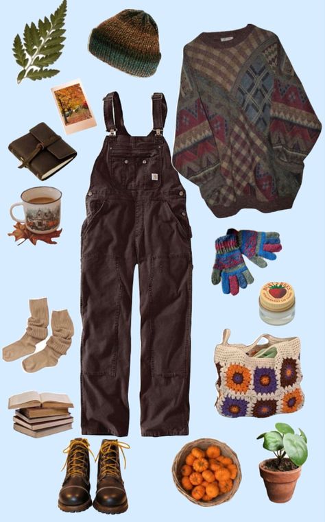 Cottage Core Sweater Outfit, Weasleycore Outfits, Cottagecore Outfits Sweater, Rusticcore Outfits, Cottagecore Adventure Outfit, Rustic Core Aesthetic Outfit, Female Cottagecore Outfits, Aesthetic Gardening Outfits, Cottage Core Nonbinary Outfits