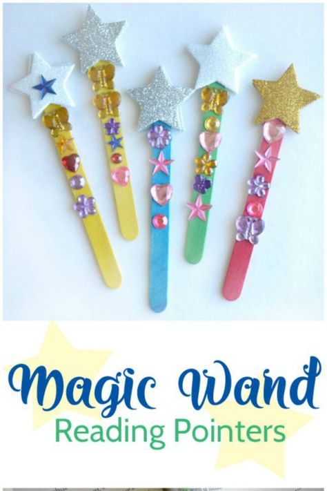 Reading Pointers, Magic Wand Craft, Diy Playdough, Magic Crafts, Craft Sticks, Camping Crafts, Magic Wand, Star Stickers, Kids Entertainment