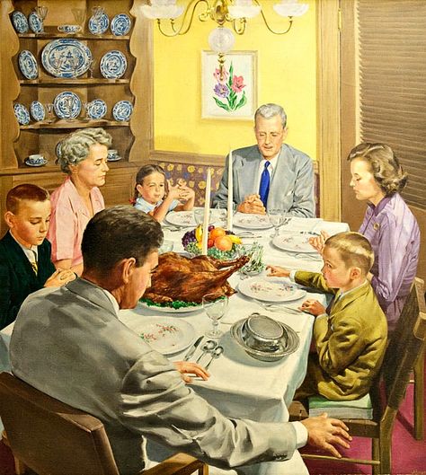 Hananiah Harari - "Thanksgiving" Vintage Illustrations, Fauvism, Old Fashioned Thanksgiving, Norman Rockwell Art, Traditional Family, Thanksgiving Art, Sugar Pie, Vintage Thanksgiving, Casa Vintage