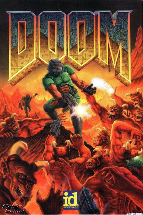 Top 40 Video Game Covers of All Time - Envato Tuts+ Design & Illustration Article Doom Cover, Doom 1993, Doom Videogame, Doom 2, Doom 1, Doom Game, Video Game Posters, Fps Games, Classic Video Games