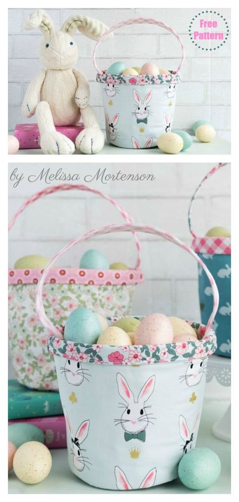 Couture, Easter Basket Sewing Pattern, Basket Sewing Pattern, Easter Basket Liner, Fabric Easter Basket, Easter Sewing, Mini Easter Basket, Custom Easter Baskets, Polka Dot Chair