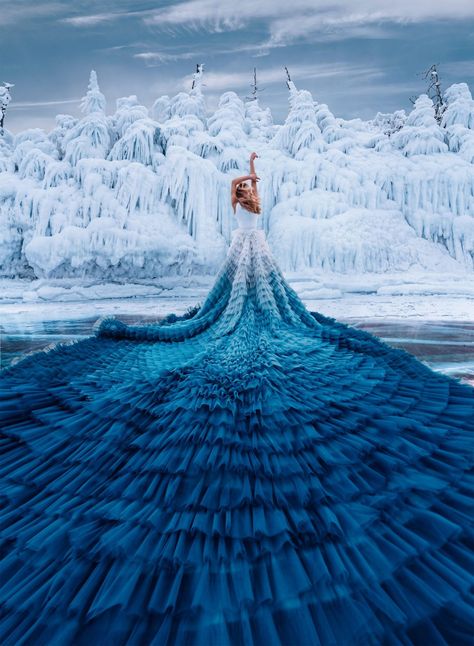 Artist and photographer Kristina Makeeva has a stunning collection of photos bringing costume and art to Lake Baikal, elevating the subject matter in beautiful ways.  The post Fantastical Lake Baikal Photo Series appeared first on Moss and Fog. Ombre Wedding Dress, Tulle Wedding Skirt, Ombre Wedding, Wedding Skirt, Fantasy Gowns, Cute Prom Dresses, Fairytale Dress, Fantasy Dress, Tulle Wedding