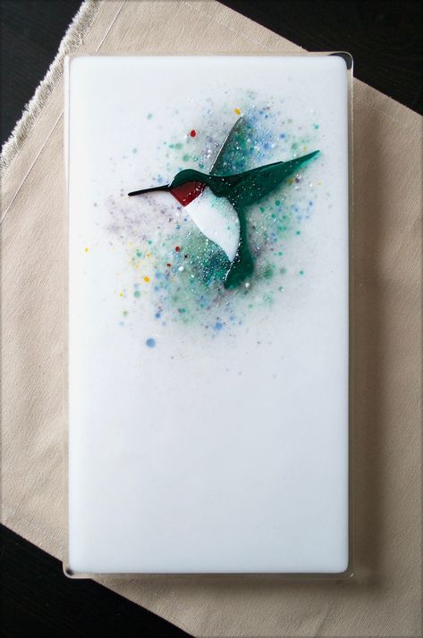 Hummingbird Panel | Fused Glass 7" X 13" | Niven Glass Originals | Flickr Broken Glass Crafts, Smash Glass, Fused Glass Panel, Fused Glass Wall Art, Glass Art Pictures, Glass Fusion Ideas, Fused Glass Plates, Fused Glass Artwork, Fused Glass Ornaments