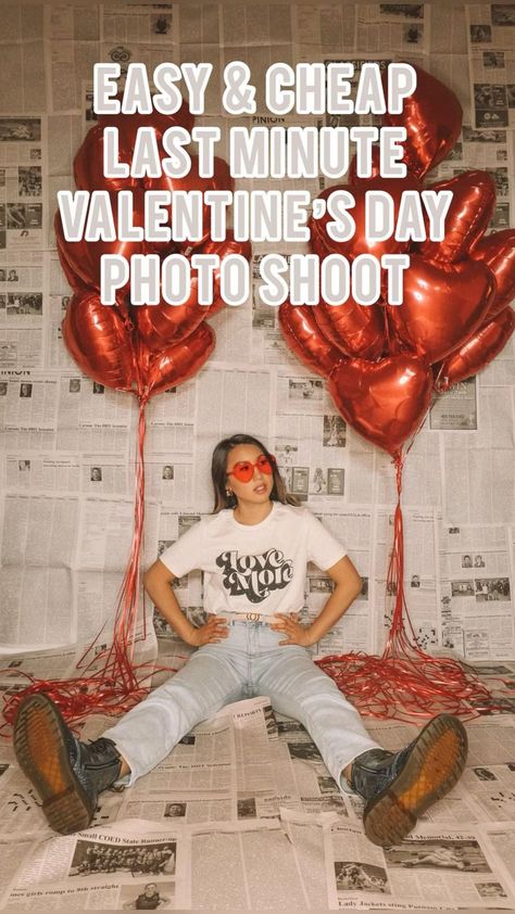 Anti Valentines Photoshoot Ideas, Valentine Days Photoshoot, Easy Valentine Photo Shoot, Galentines Party Makeup, Newspaper Valentines Backdrop, Valentines Day Decorations Photoshoot, Valentine’s Day Diy Photoshoot, Valentine’s Day Backdrop Photoshoot, Valentine Day Picture Ideas