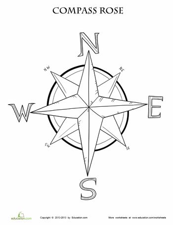 Worksheets: Compass Rose Coloring Page Paper Plate Compass Craft, Compass Drawing Ideas, How To Draw A Compass Step By Step, Compass Coloring Page, Compass Craft For Kids, Compass Craft, Pirate Worksheets, Tattoo Camera, Compass Picture