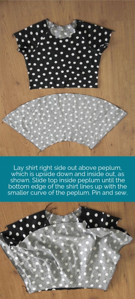 peplum-shirt-5 Sew Ins, Gamle T Shirts, Diy Sy, Haine Diy, Peplum Shirt, Sewing Tops, Diy Tops, Costura Diy, Peplum Skirt