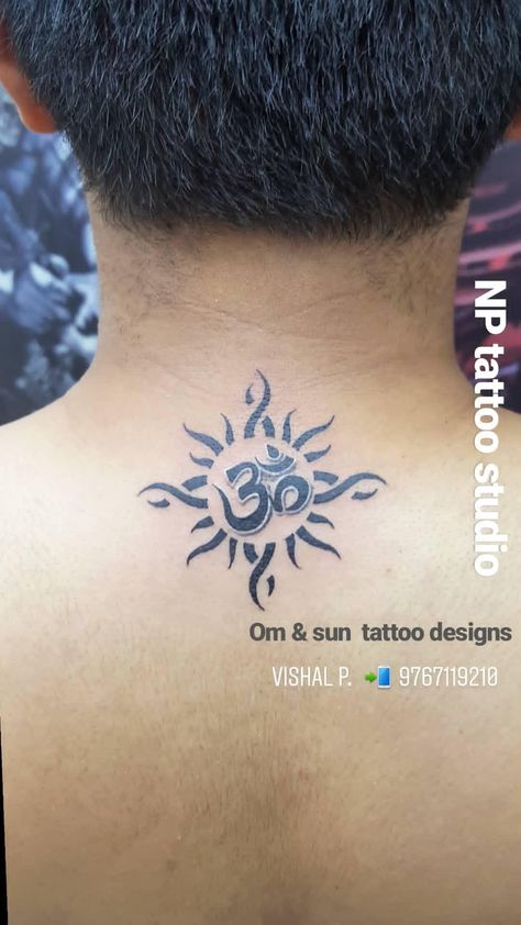 Om With Sun Tattoo Design, Sun Om Tattoo, Om Sun Tattoo, Hindu Tattoos For Women, Om Tattoo Design, Chakra Tattoo, Buddhist Tattoo, Sun Tattoo Designs, Universe Tattoo