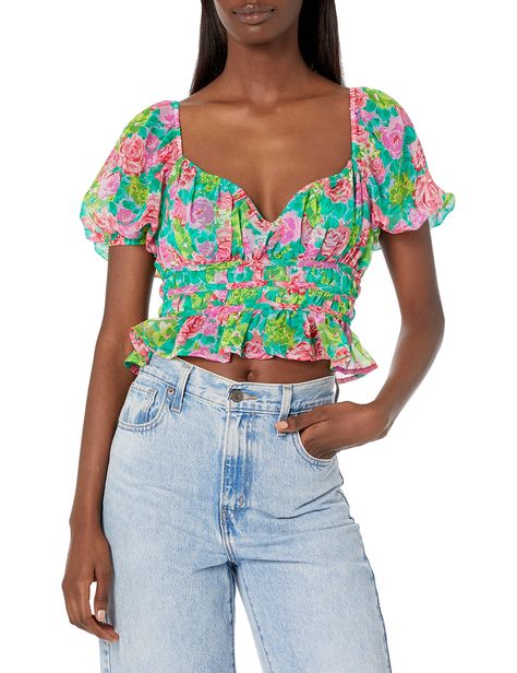 PRICES MAY VARY. 100% Polyester Imported Pull On closure Dry Clean Only LEIGH TOP Rustic Fashion, Fun List, Astr The Label, Square Neck Top, School Fits, Soft Floral, Puff Sleeve Top, Cinched Waist, Cotton Tops