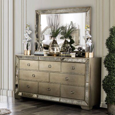 Glam Dresser, Champagne Mirror, Sophisticated Bedroom, Mirror Panel, 8 Drawer Dresser, Mirror Panels, Regal Design, Bedrooms Ideas, Bedroom Posters