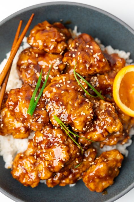 Easy & Kid-Friendly Orange Chicken Garlic Ginger Chicken, Apple Cider Vinegar Chicken, Orange Chicken Recipe, Ginger Chicken, Skillet Dinners, Easy Chinese Recipes, Air Fried Chicken, Deep Frying, Boneless Skinless Chicken Thighs