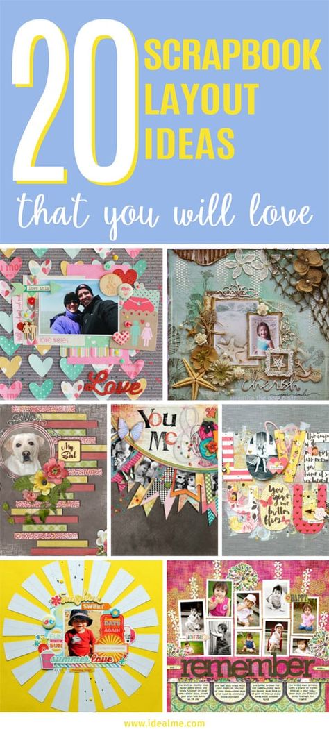 Scrapbook Page Layouts Ideas, Scrapbook Layout Ideas, Family Scrapbook Layouts, Scrapbook Themes, Scrapbook Examples, Scrapbook Planning, Unique Scrapbooks, Scrapbook Design Layout, Easy Paper Craft