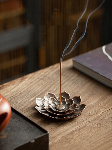 Incense Aesthetic, Lotus Decor, Diy Incense Holder, Insence Holder, Lotus Incense, Incense Stick Holder, Incense Sticks Holder, Old Room, Flower Holder