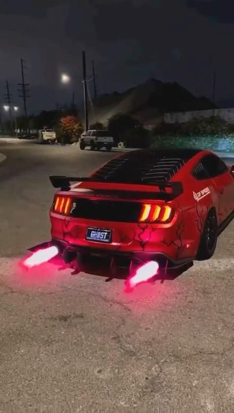 #fashion #aesthetic #shorts #photography #photooftheday #cars #mustang #night #flames Modified Sports Cars, Cars With Flames, Mustang Flames, Mustang Cars Aesthetic, Mustang Night, Mustang Aesthetic, Mustang Gtr, Drag Race Cars, Sport Bike Rider