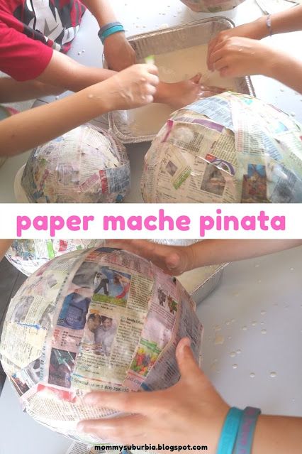 Make Your Own Pinata Diy, Paper Mache Recipe For Pinata, How To Make A Piñata With A Balloon, Piñata Making Ideas, Diy Balloon Pinata, Paper Mache With Baloon, How To Make A Pinata Diy Paper Mache, Piñata Stuffing Ideas Not Candy, Individual Pinatas Diy