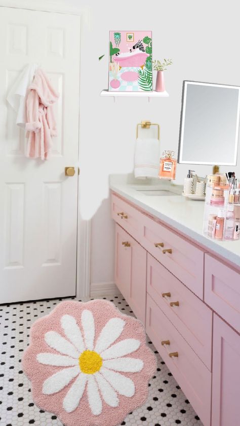 cute bathroom idea 💡 Cute Bathroom Design, Teen Bathroom Ideas For Girls Teenagers, Preppy Bathrooms, Teenage Girl Bathroom Ideas, Soft Pink Bathroom, Apartment Bathroom Aesthetic, Preppy Bathroom Ideas, Baby Blue Bathroom, Preppy Bathroom Decor