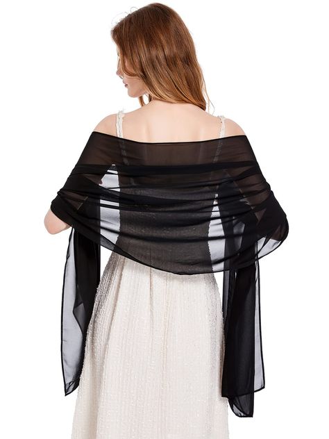 PRICES MAY VARY. Chiffon Imported Tie closure Hand Wash Size:77inchs(195cm)*24inchs(60cm) Chiffon shawl,fits all womens and girls This elegant scarves,women shawl and wraps is extra lightweight,soft,beautiful and versatile Great shawl and wrap to match your evening dress but not cover it.Also can be fold down to a very slim size,perfect to be use as a fashion scarf, headpiece during travel Uses: Sun Cape, air conditioning room shawl, warm scarf, beach shawl,wedding cape and so on. Great option f Bridesmaid Wrap, Scarf Wraps, Evening Wrap, Wedding Scarf, Dress Scarf, Scarf Trends, Elegant Shawl, Shrug For Dresses, Evening Shawls