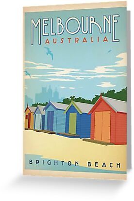 Brighton Beach Melbourne, Posters Australia, Australian Vintage, Anderson Design Group, Postal Vintage, Vintage Poster Design, Brighton Beach, Retro Travel Poster, Beach Posters