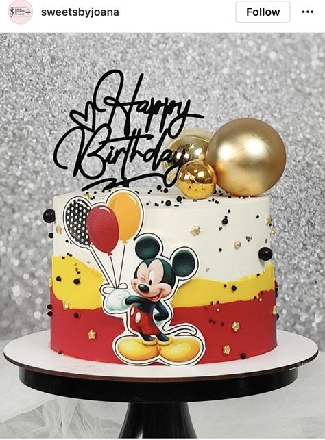 Mickey Mouse Theme Birthday Cake, First Birthday Cake Mickey Mouse, Mickey Birthday Cake Ideas, Mickey Mouse Simple Cake, Mickey Mouse Theme Birthday Party, Mickey Cake Ideas, Cake Miki Mouse, Miki Mouse Cakes, 1st Birthday Mickey Mouse Cake