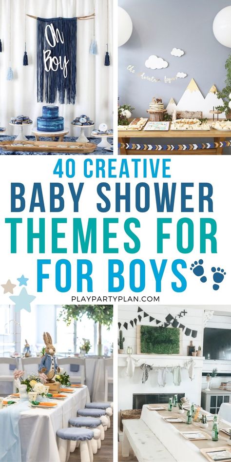 Baby Boy Shower Ideas Themes Spring, Baby Boy Shower Themes Unique, Ocean Baby Shower Theme, Baby Shower Theme Ideas, Baby Shower Themes For Boys, Creative Baby Shower Themes, Boy Baby Shower Theme, Popular Baby Shower Themes, Boy Shower Themes