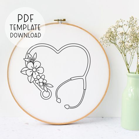 Heart Stethoscope Embroidery Pattern, EMT Embroidery Paramedic Embroidery Nurse Pattern, Nursing Embroidery PDF, Medical Embroidery Pattern Couture, Doctor Embroidery Designs, Medical Embroidery Designs, Physics Embroidery, Cute Embroidery Patterns Templates, Embroidery Printable Patterns, Nursing Embroidery, Embroidery Patterns Beginner Printable, Stethoscope Embroidery