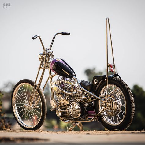 Mind-blowing: CT Newman's turbocharged Harley chopper | Bike EXIF Harley Chopper, Concept Cars Vintage, Harley Davidson Engines, Custom Motorcycles Bobber, Old School Chopper, Bike Exif, Harley Davidson Chopper, Chopper Bike, Purple Details