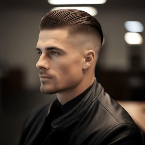 Slicked Back Hair with Mid Fade Guy Slicked Back Hair, High Fade Slick Back Haircut Mens, Slick Back Fade Haircut, Haircut Slick Back, Slicked Back Hair Men Fade, Midfade Haircut For Men, Mens High Fade, Slick Back Hair Men, Slick Back Fade