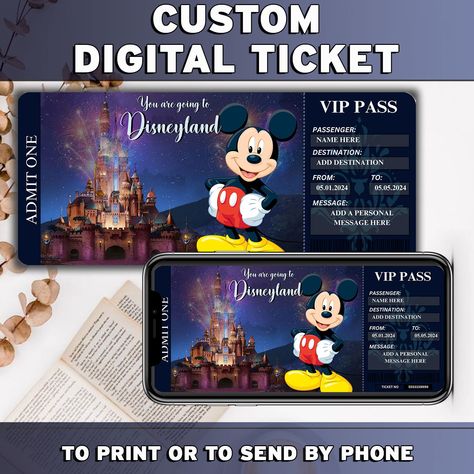 Disneyland Surprise, Disney Surprise, Disney Tickets, Disney World Tickets, Disneyland Tickets, Ticket Card, Download File, Theme Park, Etsy Account