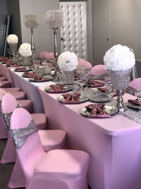 Pink And Diamonds Theme Party, Aladin Theme Quinceanera, Pink And Diamond Theme Party, Pretty And Pink Birthday Party, Shades Of Pink Party Decorations, Pink Glam Party, 16 Shades Of Pink Party, Pink And Silver Decorations, 50 Shades Of Pink Party Ideas