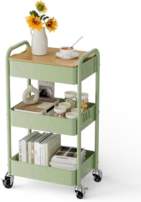 Amazon.com: johgee 3 Tier Rolling Cart with Table top, Metal Utility Cart, Sturdy Storage Organizer Cart with Locking Wheels & Hooks for Christmas Office, Classroom, Kitchen and Bathroom : Office Products Metal Utility Cart, Dorm Wishlist, Bathroom Cart, Organization Cart, Rolling Utility Cart, Rolling Storage Cart, 150 Pounds, Rolling Storage, Utility Cart
