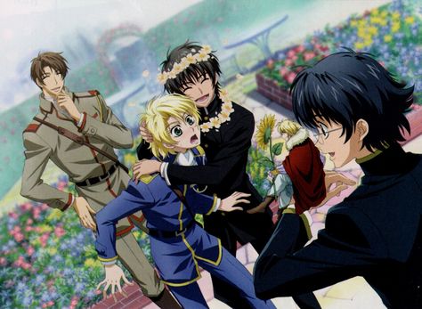 Conrad, Wolfram, Yuuri, Shinou, and Murata        _Kyo Kara Maoh! Kyo Kara Maoh, Log Horizon, Streaming Anime, Familia Anime, Movie Covers, Anime Fandom, Wolfram, Manga Boy, Anime Kiss