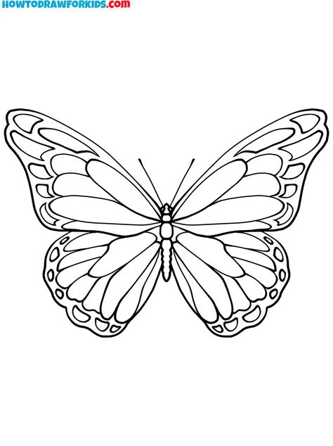 Butterfly Coloring Pages - Easy Drawing Tutorial For Kids Montessori, Butterfly To Draw Easy, Butterfly Drawing Printable, Butterfly Drawing With Color, Line Drawing Butterfly, Ruby Drawing, Butterfly Coloring Pages Free Printable, Butterfly Pictures To Color, Butterfly Painting Easy